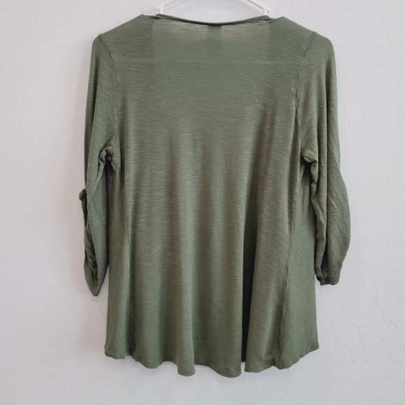 💕 Annabelle Open Front Green Cardigan Women's Size Large - Picture 2 of 13